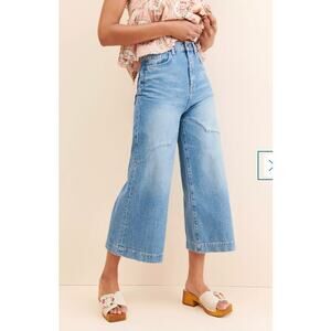 Triarchy Jeans 26 Ms Ava Cloud Stitch High Rise Barrel Leg Cropped Blue Denim